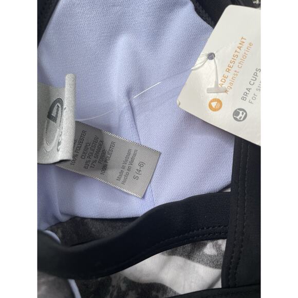 NWOT Champion Marble Small Black Stripe V-Neck Triangle Tankini Swim Top #99441 - Picture 4 of 5